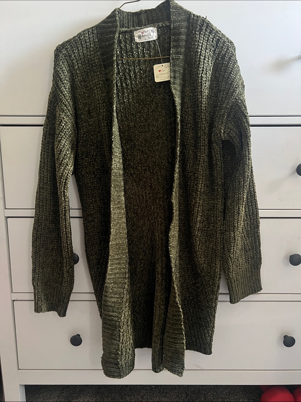 Open-Front Olive Green Women’s Knit Cardigan